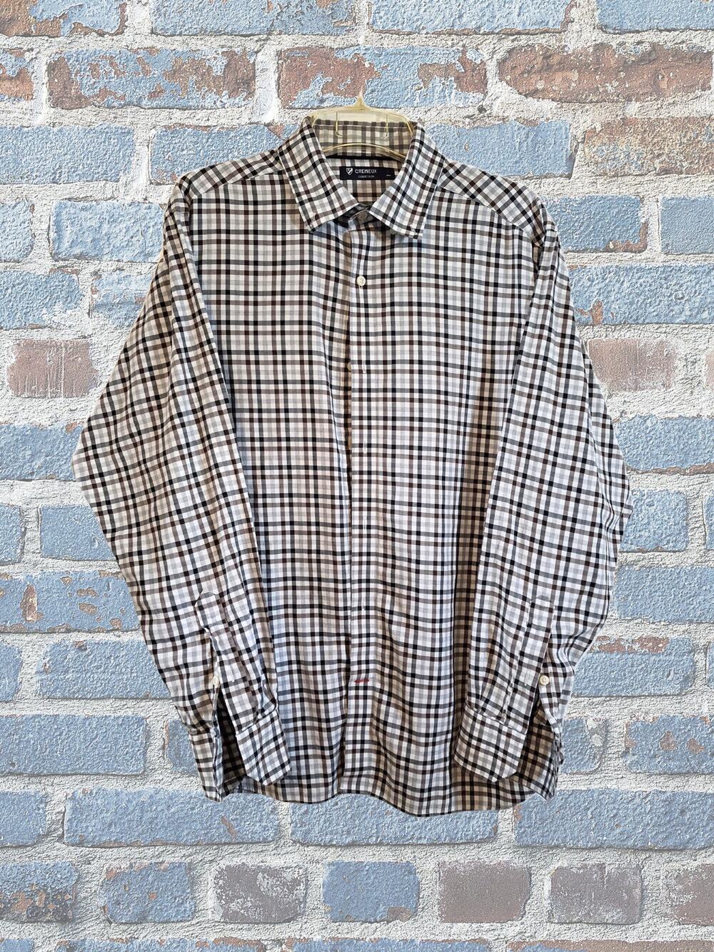 Cremieux Collection Large Checked Black and White Cotton Button Down Shirt